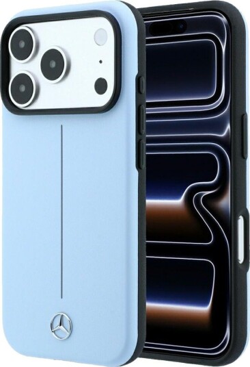 Mercedes skinnetui med delvis omslag, Iconic Line, MagSafe til iPhone 18/17 Pro Max Blå