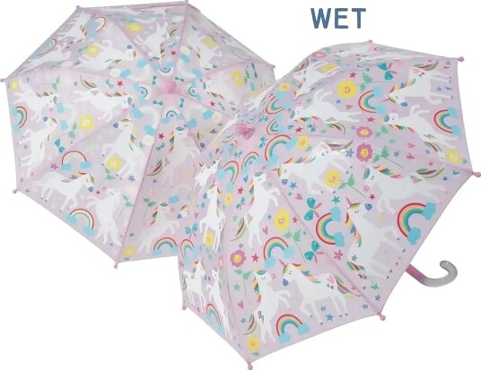 Floss & Rock Rainbow Unicorn Colour Changing Umbrella - RAINBOW - 20X20X5 Floss & Rock Rainbow Unicorn Colour Changing Umbrella - RAINBOW - 20X20X5