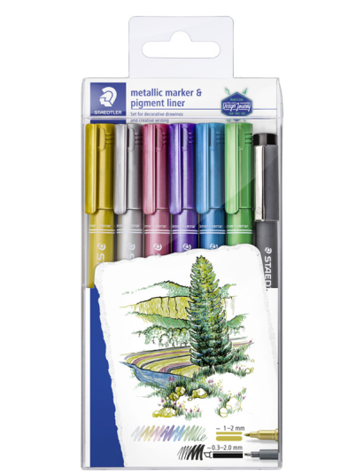 Staedtler Metallic pen 6 pcs & 1pigment liner Staedtler Metallic pen 6 pcs & 1pigment liner
