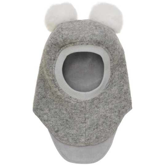 HUTTEliHUT Balaclava Wool Alpaca Pompoms – Medium Grey Melange 4 6år