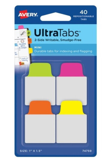 Avery Ultra Tabs Blank Faneindeks Grånn Oransje Rosa Gult Avery Ultra Tabs Blank Faneindeks Grånn Oransje Rosa Gult