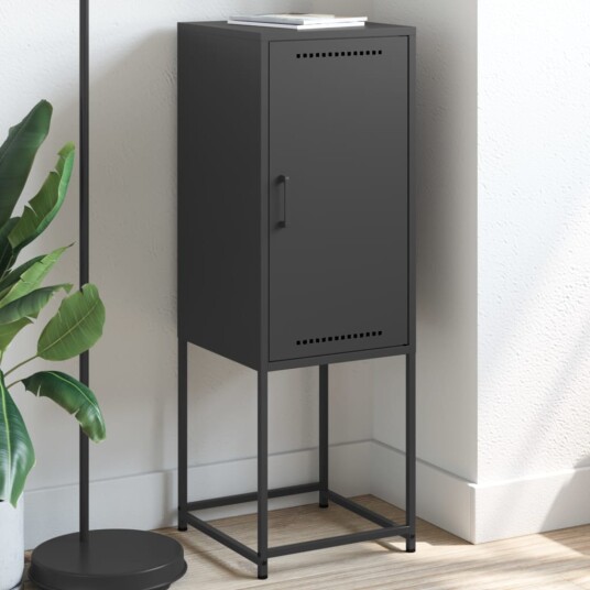 Highboard svart 36x39x107 cm stål