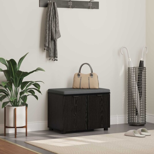 vidaXL Gangbenk Svart Eik 60 x 38 x 46 cm Konstruert treverk og stoff vidaXL Gangbenk Svart Eik 60 x 38 x 46 cm Konstruert treverk og stoff