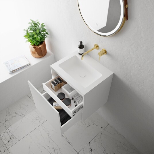 Compact Waterproof 50x40 Vaskeskap Matt Hvit SolidTec®