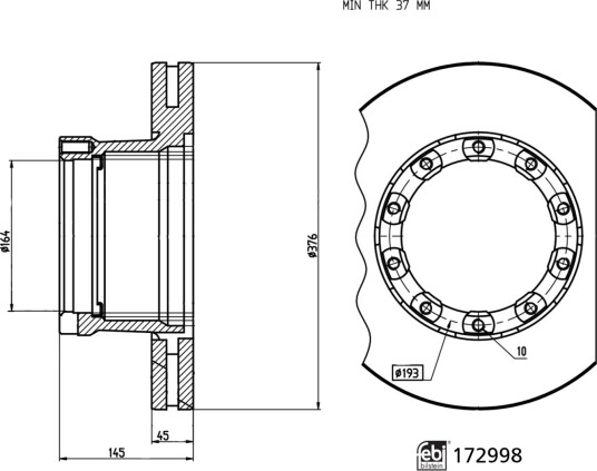 FEBI BILSTEIN 172998 Bremseskive