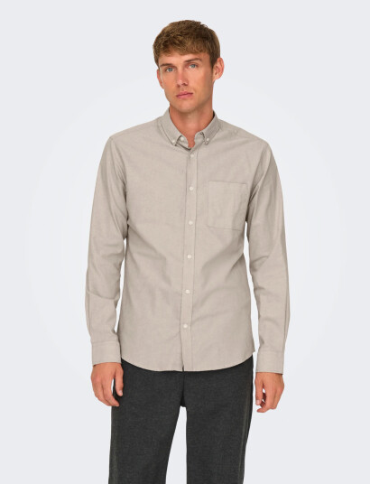 ONLY & SONS Onsalvaro Slim Ls Oxford Shirt Noos Frml Beige M