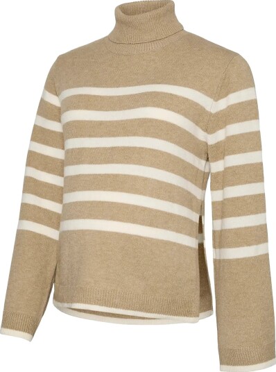 Mamalicious Mlmimmi Vita Ls Striped Knit Top 2F - FOSSIL - M