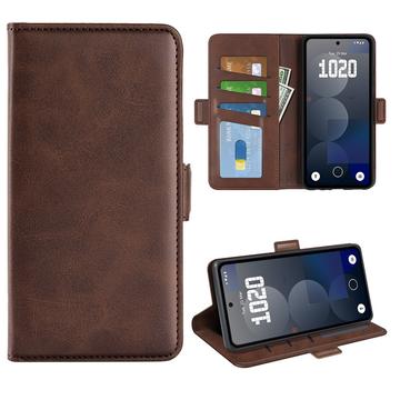 Nothing Phone 3a Pro lommebokveske med magnetisk lukking kalvestruktur brun