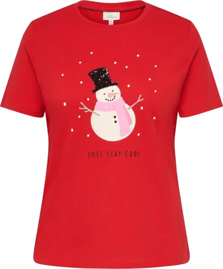 ONLY Carmakoma Carkita Reg S/S Tee Xmas Jrs HIGH RISK RED 42 44