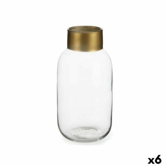 Gift Decor Vase Gjennomsiktig Gyllen Glass 11,5 X 24 X 11,5 Cm (6 Enheter)