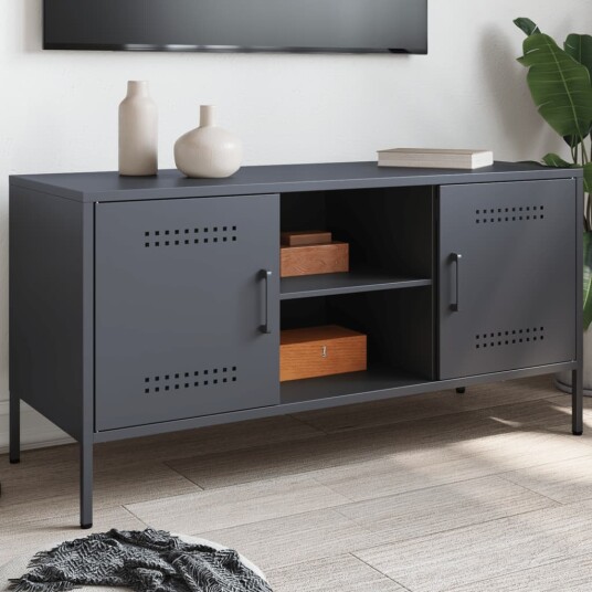 TV-benk antrasitt 100,5x39x50,5 cm stål 842990