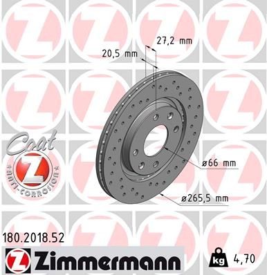 Bremseskive ZIMMERMANN 180.2018.52 Bremseskive ZIMMERMANN 180.2018.52