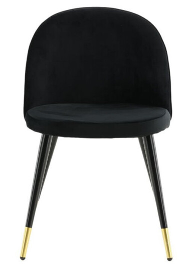Velvet spisestuestoler velour svart, messing dekor.