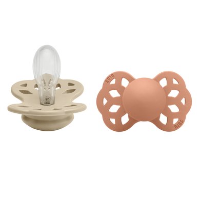 BIBS® Soother Infinity symmetrisk smokk 6-18 måneder Vanilje & Peach 2 stk.
