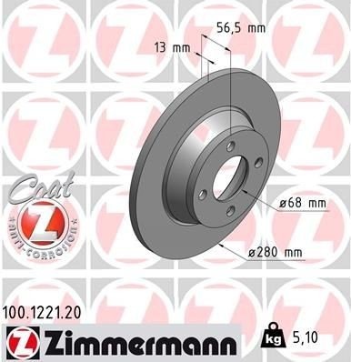 ZIMMERMANN 100.1221.20 Bremseskive