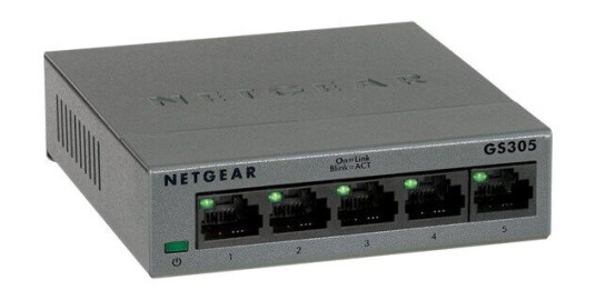 Netgear GS305-300PES 5-Port Gigabit Ethernet SOHO Unmanaged Switch (606449140095)