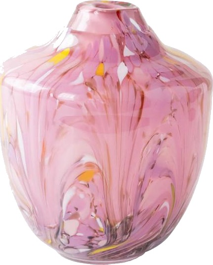 Magnor Unik skulptur kunstglass L 17 cm rosa multi