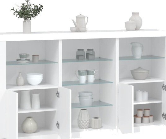 vidaXL Skjenk med LED-lys hvit 181,5x37x100 cm vidaXL Skjenk med LED-lys hvit 181,5x37x100 cm