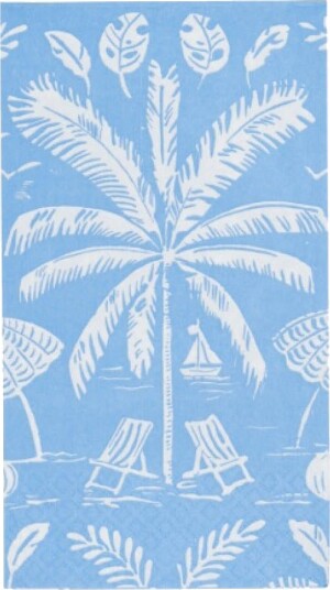 Caspari   Palms And Parasols serviett 40x22 cm 15 stk ocean