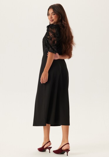 Happy Holly 3D Floral Sleeve Midi Dress
