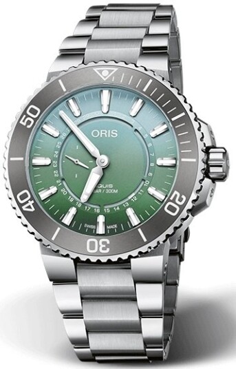 Oris Herreklokke 01 743 7734 4197 SET Aquis Grønn/Stål Ø43.5 mm