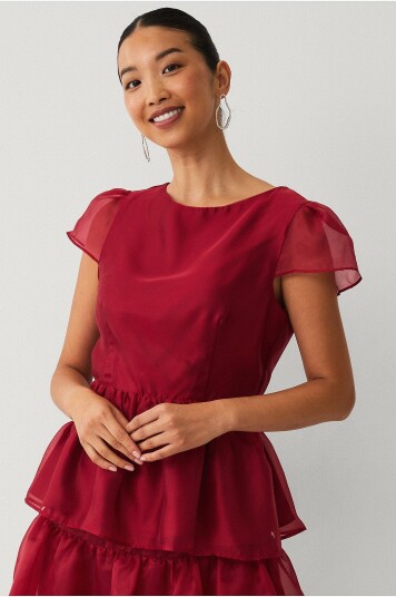 Ellos Collection Bluse med peplum Rød