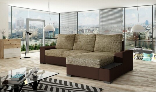 Seksjon Eltap Negro 245x165x90 cm Berlin 03 Myk 66 Beige Mørk Brun Høyre