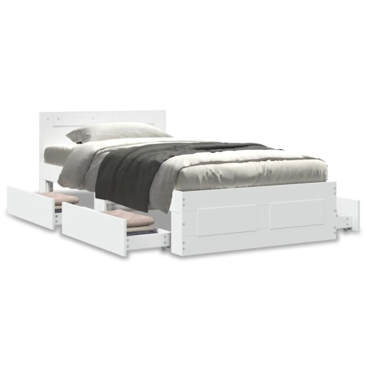  Sengeramme med hodegavl hvit 75x190 cm konstruert tre 8721102856228
