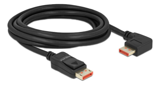 Delock 8K DisplayPort Kabel 90° Høyrevinklet 3m