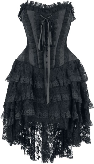 Gothicana by EMP Goth Kort kjole Gotisk Kjole med Korsett og Kort-Front Skjørt S til XXL Damer svart