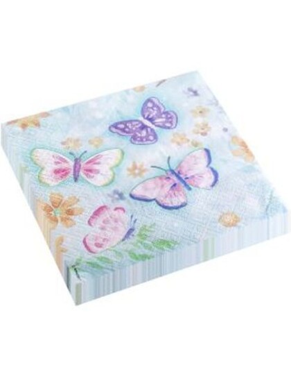 Amscan 16 stk Drømmende Sommerfugler Servietter 33x33 cm Flutter Dream 512712