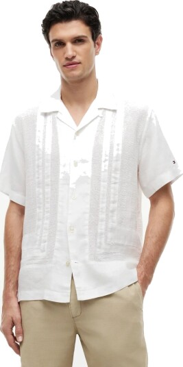 Tommy Hilfiger Linen Mesh Structure Shirt   White   M