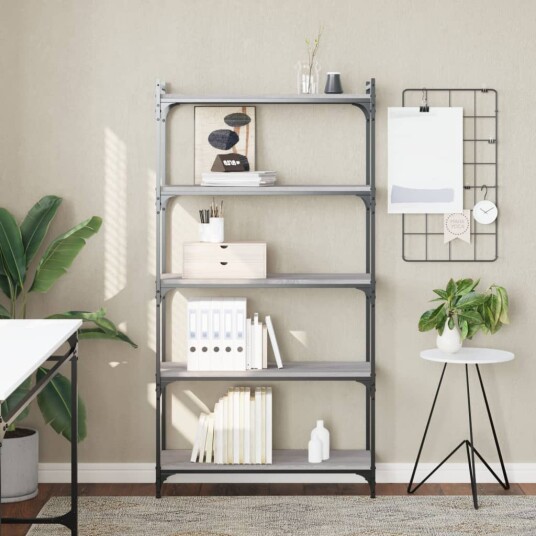 Bokhylle 5 etasjer grå sonoma 80x30x154 cm konstruert tre 8721012194625
