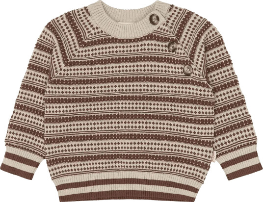 Petit Piao Ppgirch Nordic Knit Pullover Beige 122