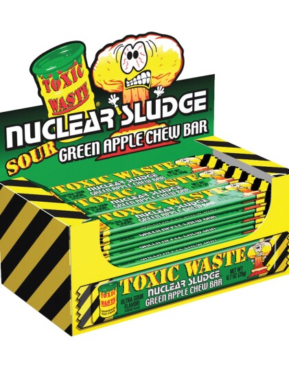 50 stk Toxic Waste Nuclear Sludge Green Apple Chew Bar av 20 gram Hel eske