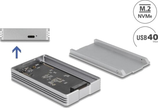 Delock USB4 40 Gbps M.2 NVMe SSD Kabinett Uten Verktøy Delock USB4 40 Gbps M.2 NVMe SSD Kabinett Uten Verktøy