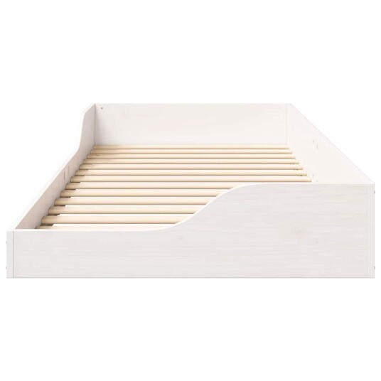  Gulvbedramme Hvit 80 x 210 cm Massiv furu tre