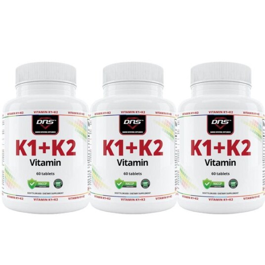 3 pack K1 + K2 Vitamin 3 x 60 tabletter