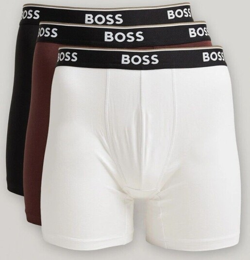 Boss BLACK 3-Pack Long Leg Boxer Burgundy/White/Black
