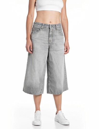 Replay Vivyette Trousers Wide Leg Grey 29 Replay Vivyette Trousers Wide Leg Grey 29