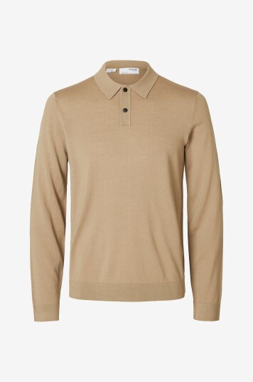 Selected Homme Genser slhTray LS Knit Merino Polo Grønn