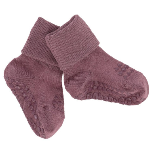 GObabyGO non slip socks bamboo – misty plum   6 12m