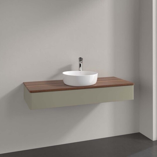 Villeroy & Boch Antao Servantskap med 1 skuff 120x50x19 cm u/lys Steingrå/Valnøtt Villeroy & Boch Antao Servantskap med 1 skuff 120x50x19 cm u/lys Steingrå/Valnøtt