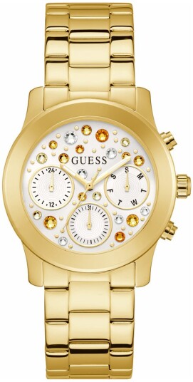 Guess Dameklokke GW0559L2 Fantasia Hvit/Gulltonet stål Ø38 mm