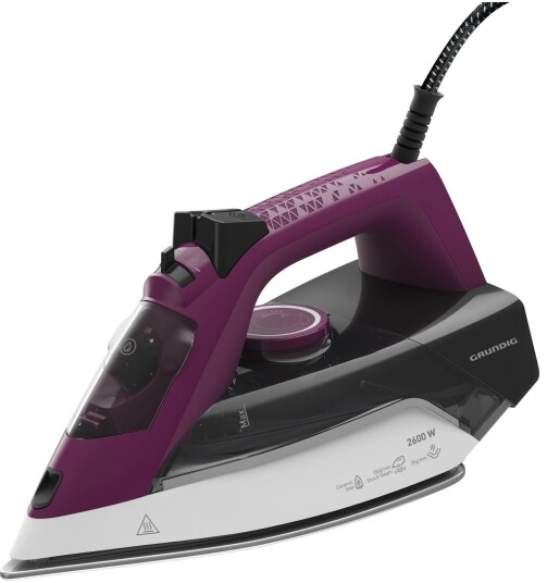Grundig SI 6850 Dampstrykejern med keramisk såle 2600 W Grå/Lilla/Hvit