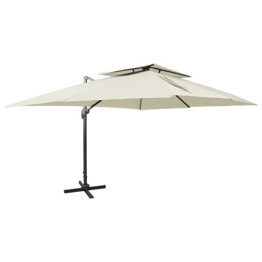 vidaXL Hengeparasoll med dobbel topp 400x300 cm sand
