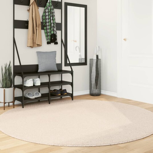 Teppe HUARTE kort luv mykt og vaskbart beige Ø 200 cm