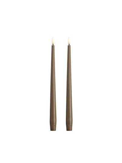 Moods & More LED taper candle   Slim   Dark sand   23x300 mm   2 pcs