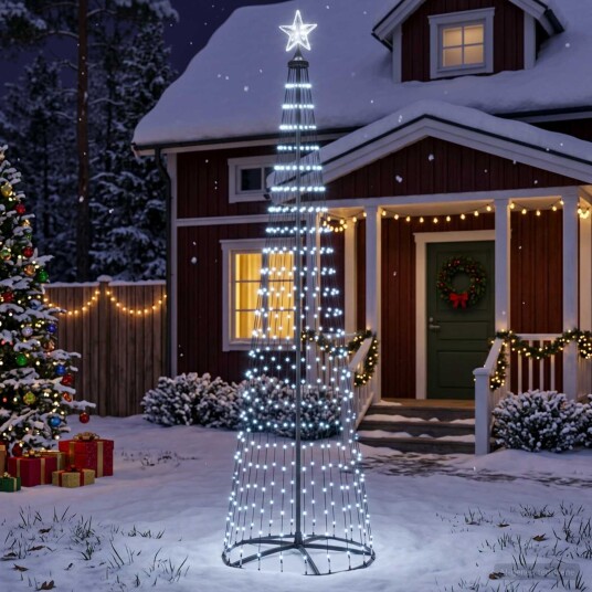 vidaXL LED-juletre 250 cm 470 LED-lys Kaldhvit Stål Hvit