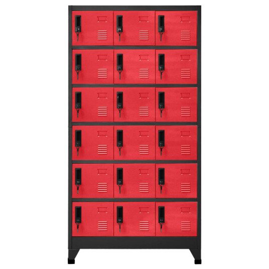  Oppbevaringsskap antrasitt og rød 90x40x180 cm stål 8720286701393